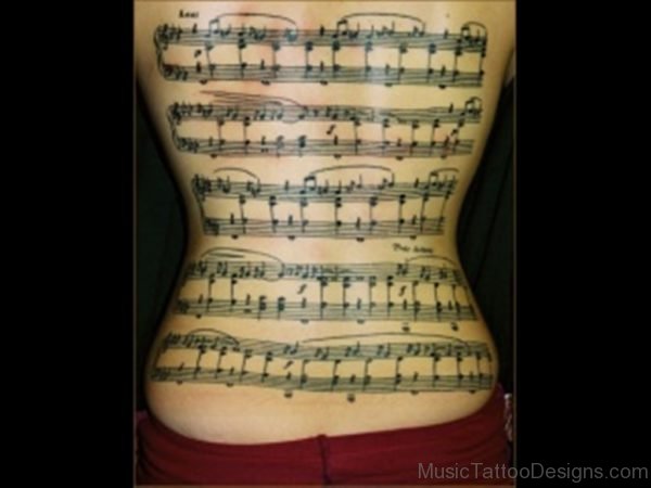 Music Notes Tattoo On Entire Back