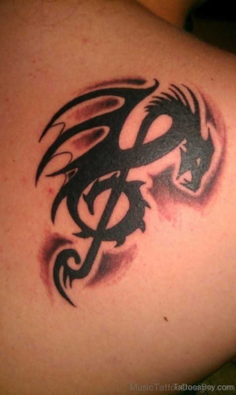 Music Dragon Tattoo On Back