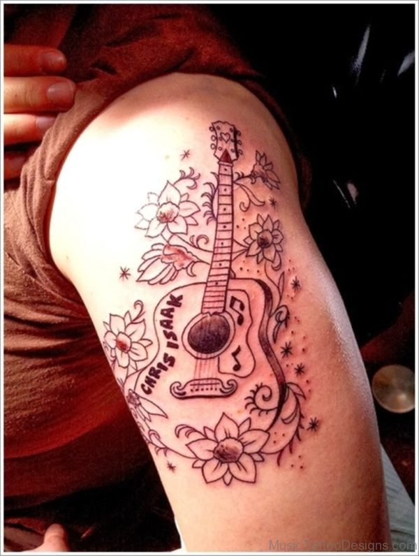 Music Forever Guitar And Roses Tattoo