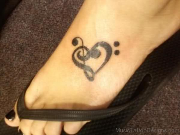 Music Heart Tattoo Design On Foot