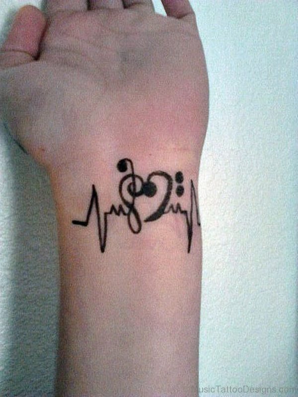 Music Heart Tattoo Design On Wrist