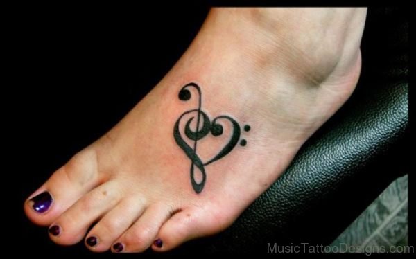 Music Heart Tattoo On Foot