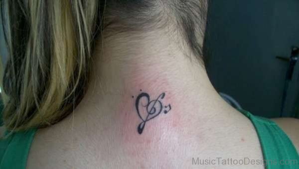 Music Heart Tattoo On Nape