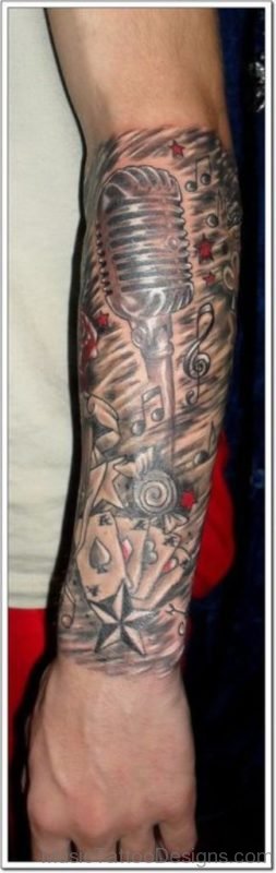 Music Mic Tattoo On Arm