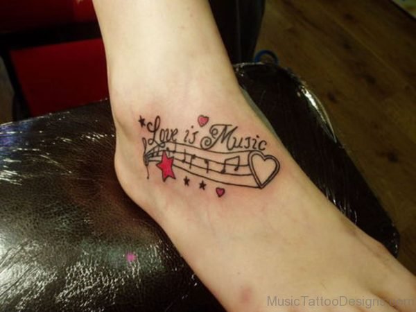 Music Note And Music Heart Tattoo