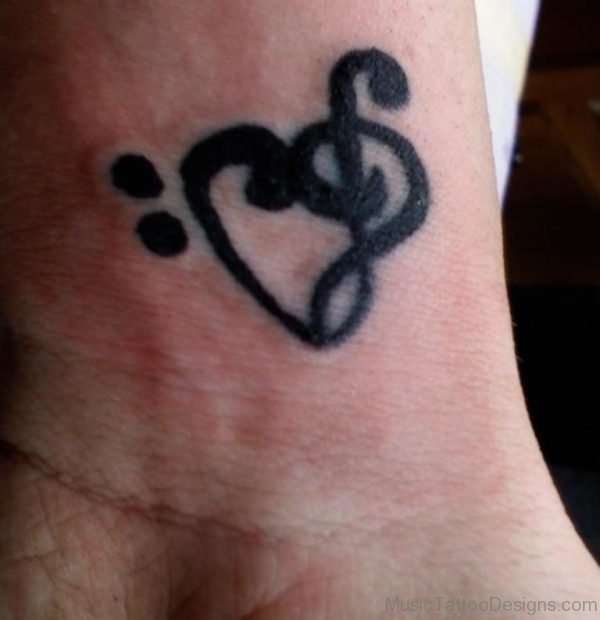 Music Note Heart Tattoo Thing On Wrist