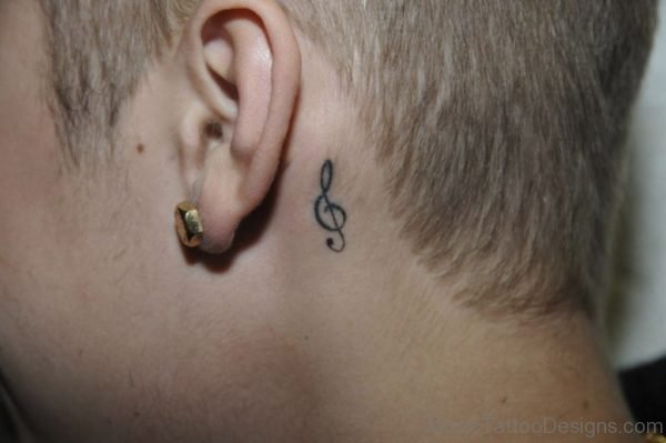 Music Notes Behind Ear Tattoo