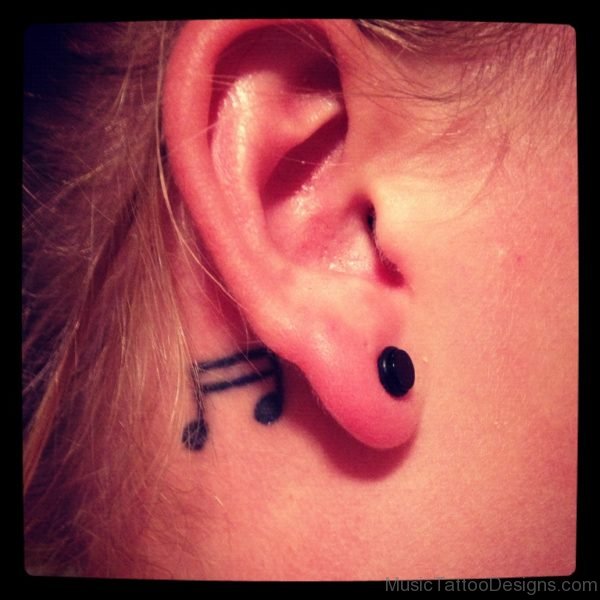 Music Notes Tattoo Behind Ear Image