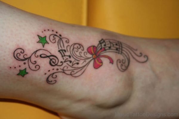 Music Notes Tattoo Design On Ankle