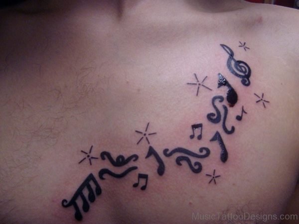 Music Notes Tattoo On Chest