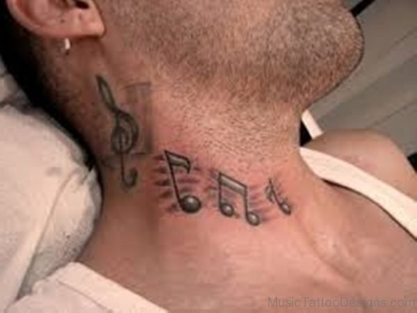Music Notes Tattoo On Neck