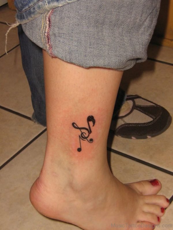 Music Symbol Tattoo On Leg