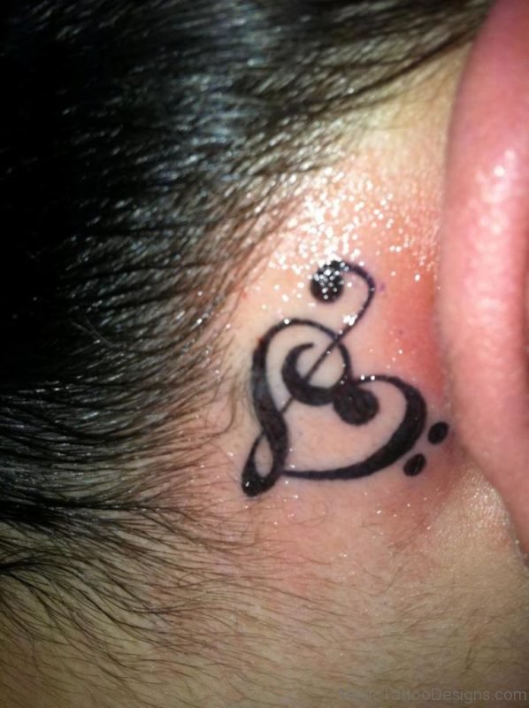 Music Symbol Tattoos Behind Ear
