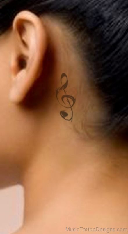 Music Tattoo Behind Ear