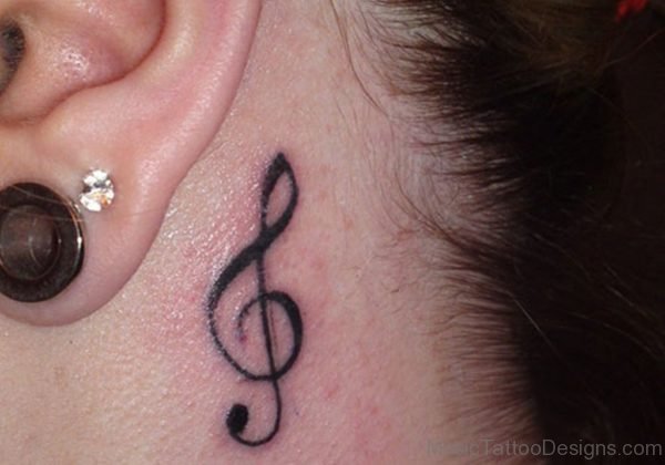 Music Tattoo Design On Behind Ear
