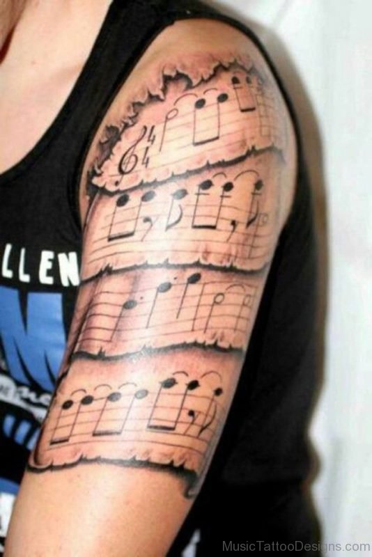 Music Tattoo Design On Half Sleeve