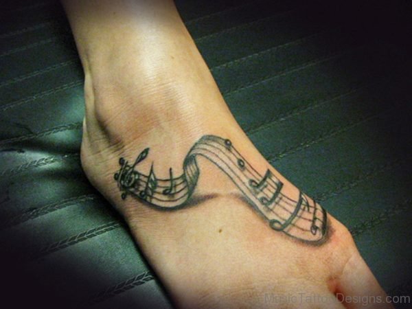 Music Tattoo On Foot