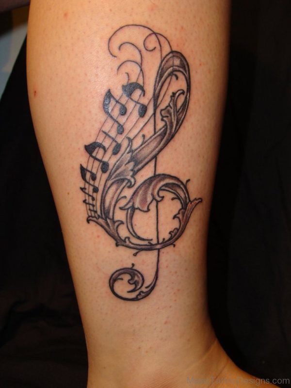 Music Tattoo On Leg