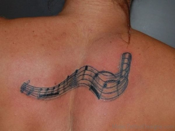 Music Tattoo On Upper Back