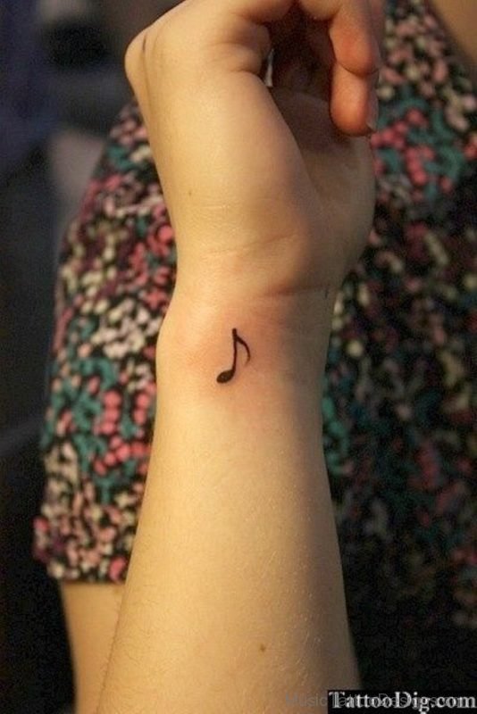 Music Word Tattoo On Wrist 