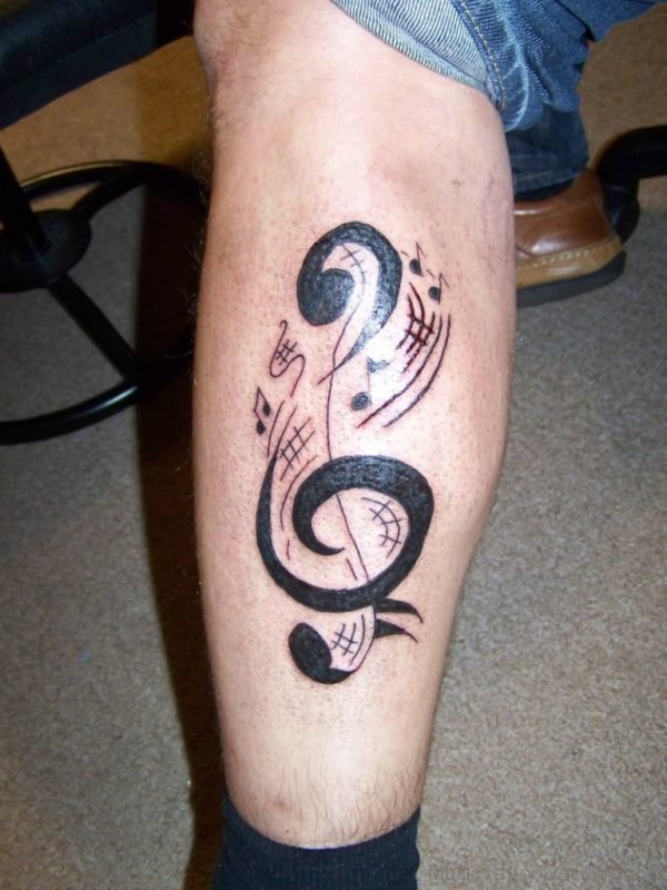 Musical Note Tattoo On Leg
