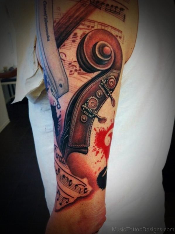 Musical Notes And Guitar Tattoo 