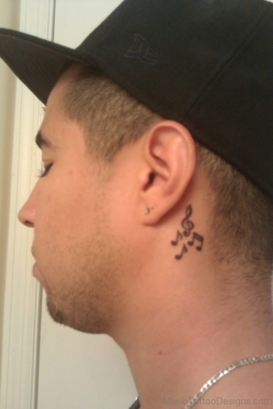 Musical Notes Tattoo On Neck
