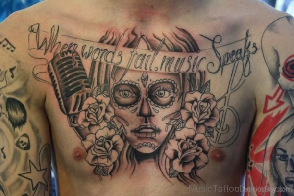 Musical Tattoo On Chest