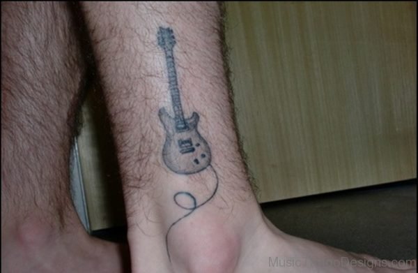 Nice Guitar Tattoo Above Ankle