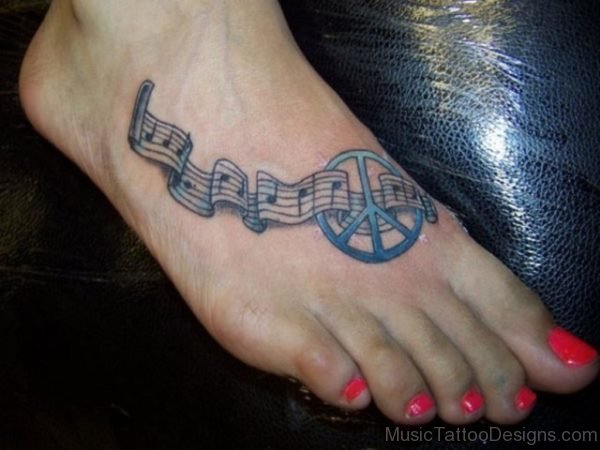 Peace Symbol And Music Tattoo