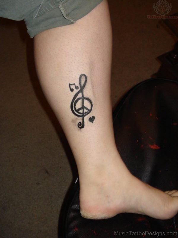 Peace Symbol Tattoo With Reflection On Ankle