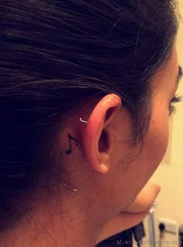 Perfect Music Tattoo On Behind Ear