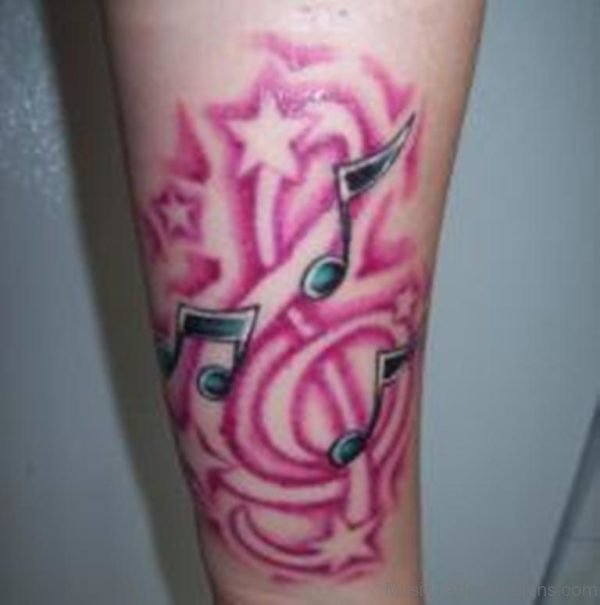 Pink Music Nodes Tattoo On Arm