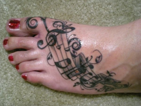 Pretty Music Tattoo on Foot