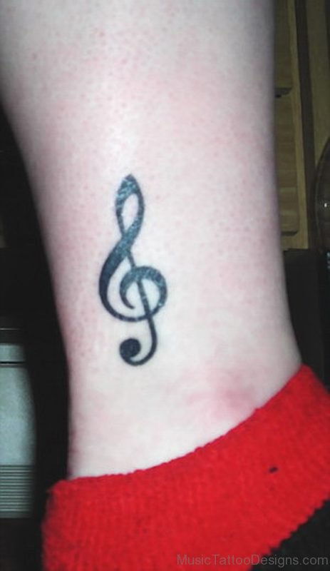 Red Sox And Music Note Tattoo On Ankle