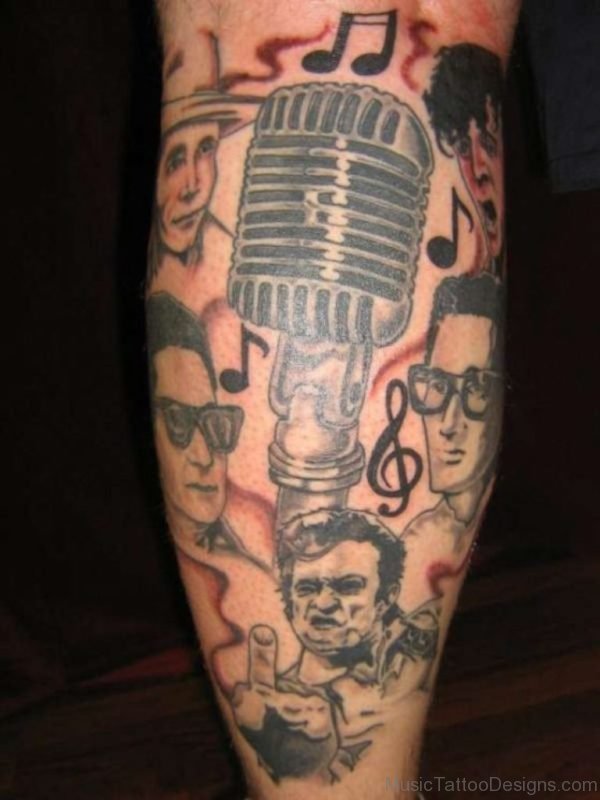 Rock Roll Music Tattoo On Shoulder