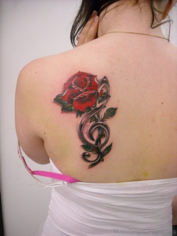 Rose And Music Notes Tattoo