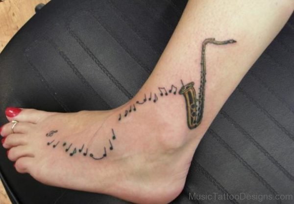Saxophone Tattoo On Ankle