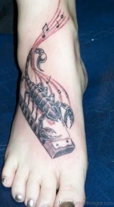 Scorpion And Music Tattoo