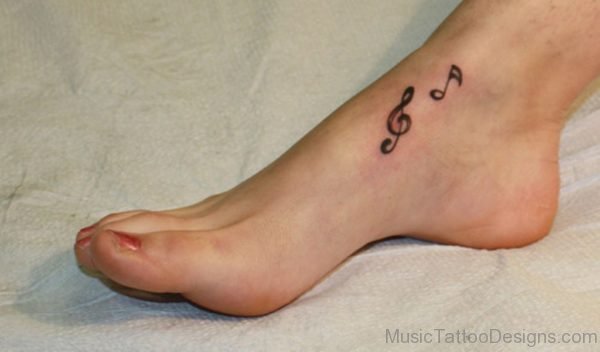 Small Music Note Tattoo On Foot