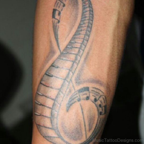 Smashed Music Tattoo On Arm