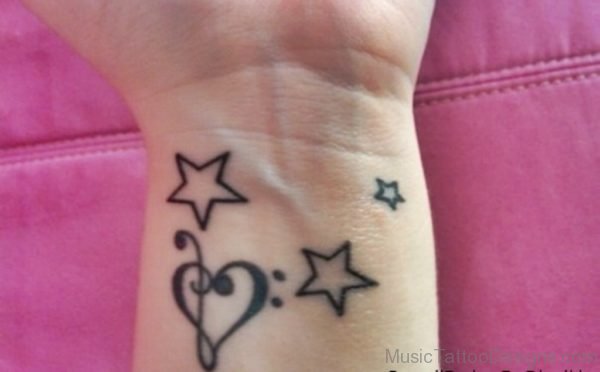 Star And Music Heart Tattoo 