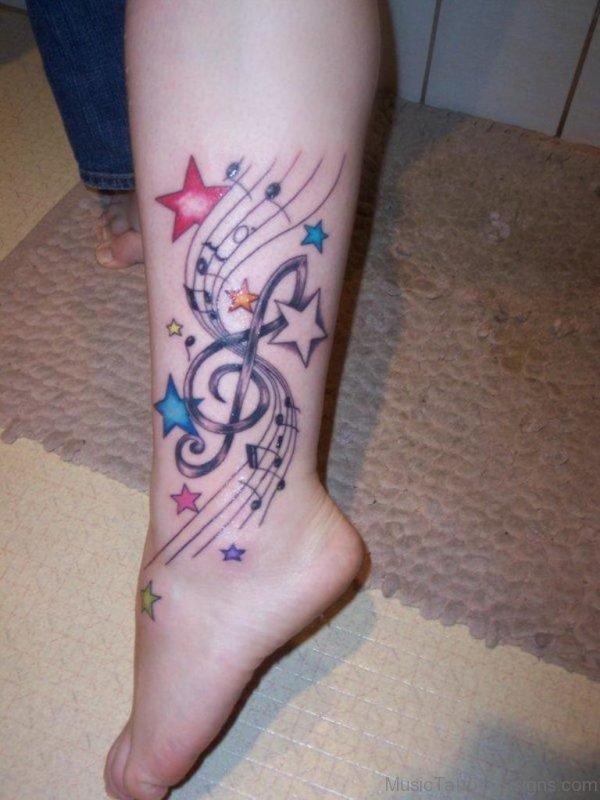 Star And Music Notes Tattoo