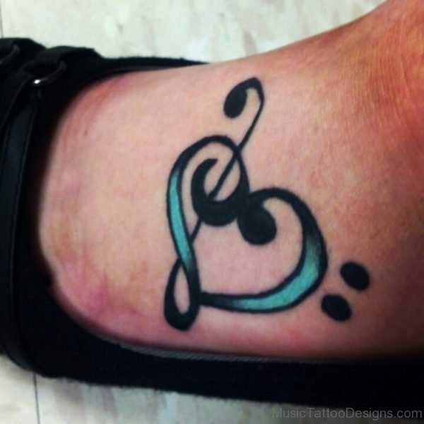 Stylish Music Heart Tattoo