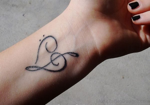 Stylish Music Heart Tattoo 