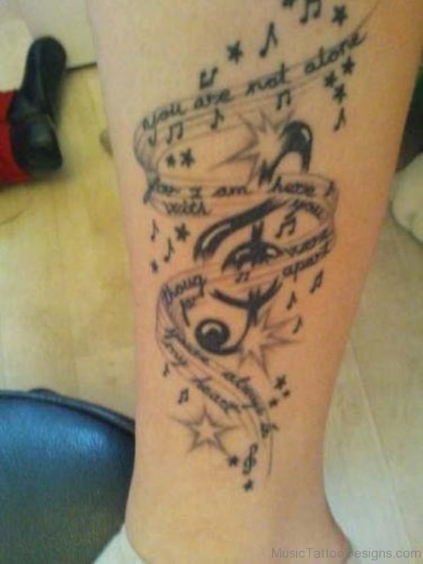 Stylish Music Tattoo On Leg