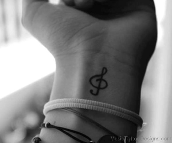 Superb Music Note Tattoo On Wrist 