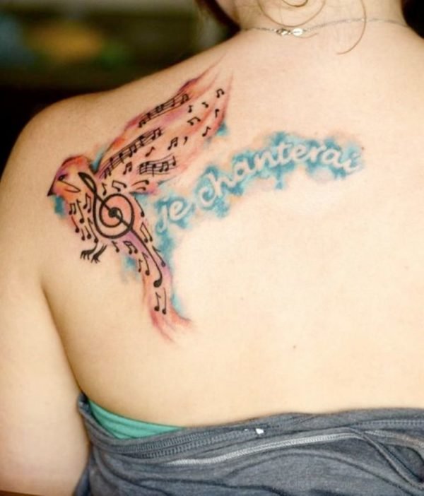 Sweet Bird With Music Tattoo