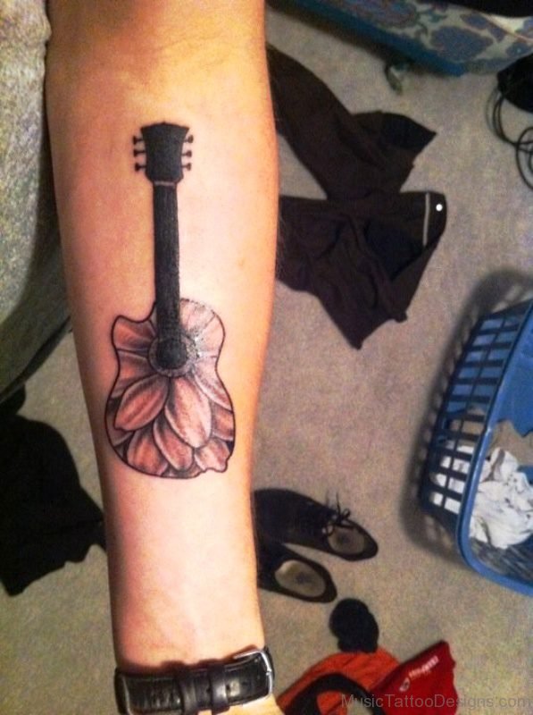 Sweet Guitar Tattoo On Forearm 
