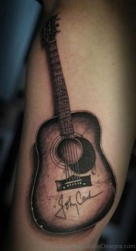 Sweet Guitar Tattoo On Shoulder